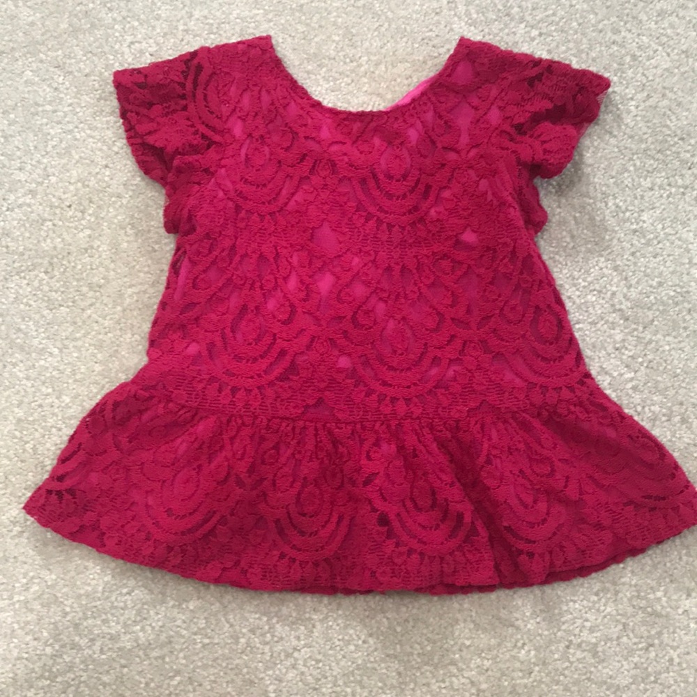 Toddler pink lace dress shirt.